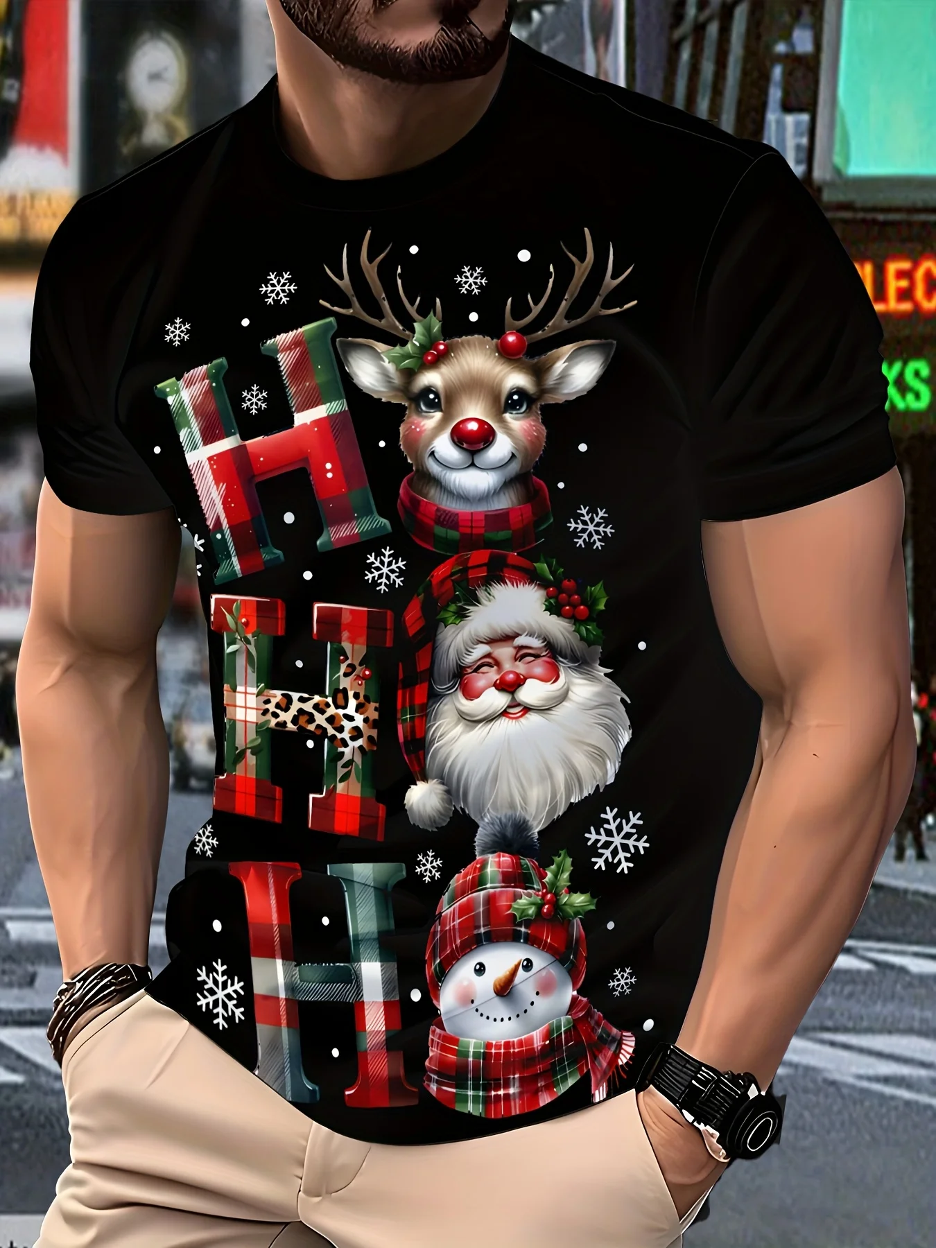 

Santa Claus 3D Printed Men's T-shirt Fashion Christmas Holiday Gift Round Neck Short Sleeved Tops Oversized Hip Hop Men Clothing