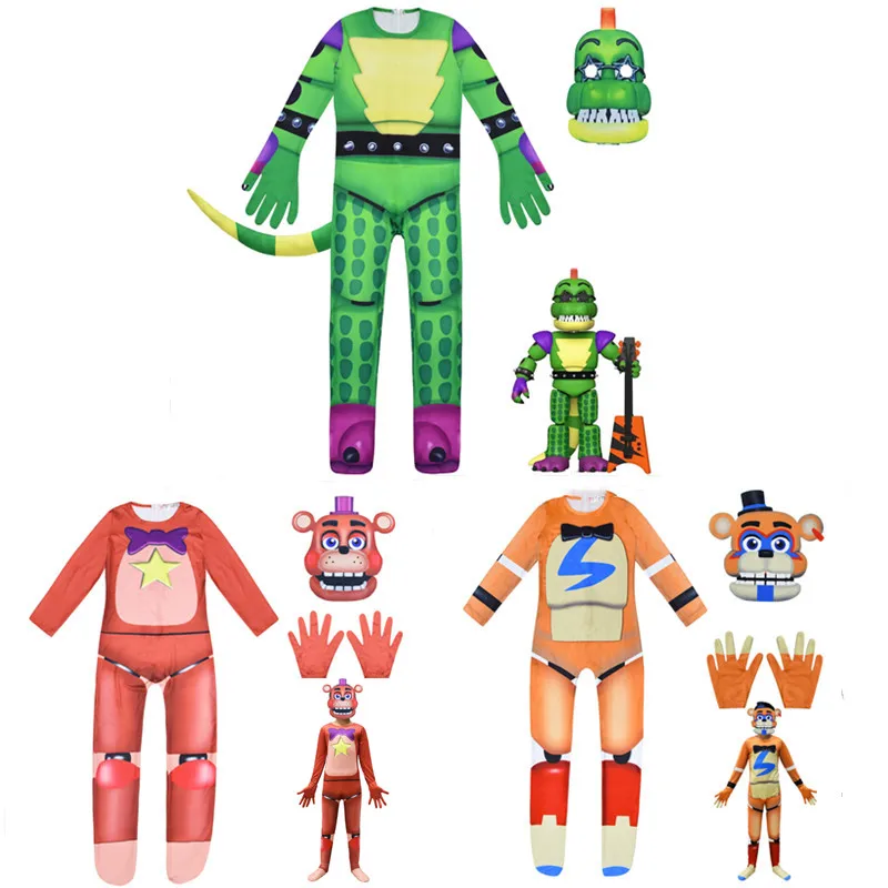 Cadılar bayramı FNAF kostüm çocuklar için beş gece Freddyed tulum Cosplay kabus Bonnie Fnaf Freddy Anime noel hediyesi çocuk için