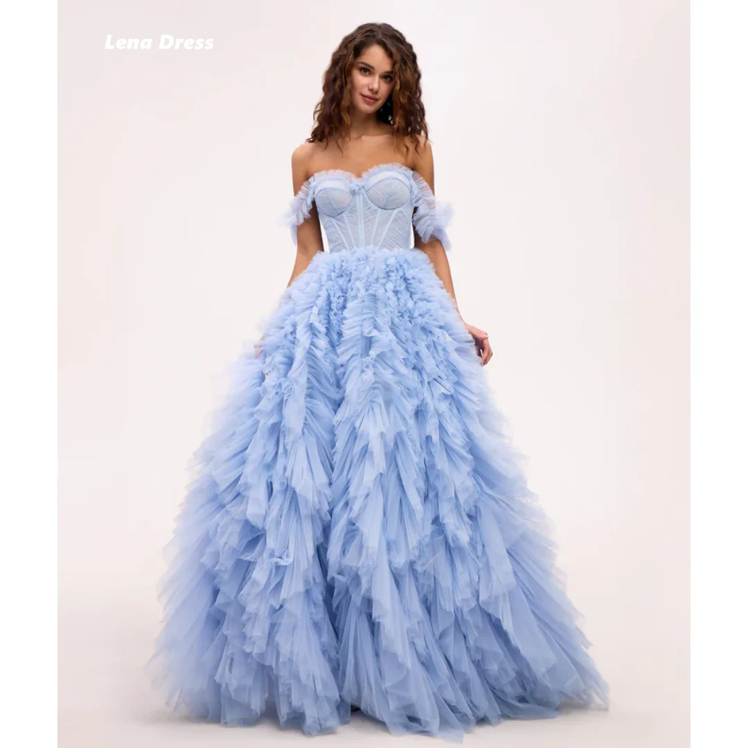 

Lena Line A Luxurious Women's Evening Dresses Luxury 2024 Off the Shoulders Gauze Prom Dress Women Elegant Party Sky Blue Woman