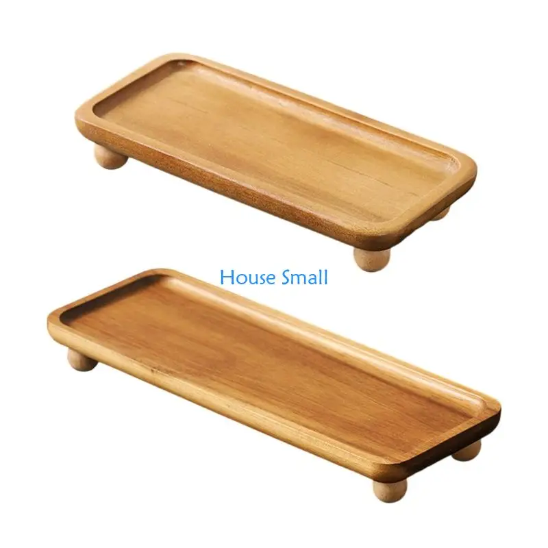 

Handmade Pedestal Stand Decorative Wooden Tray For Jewelry Fruits Holder Desk Display 203F