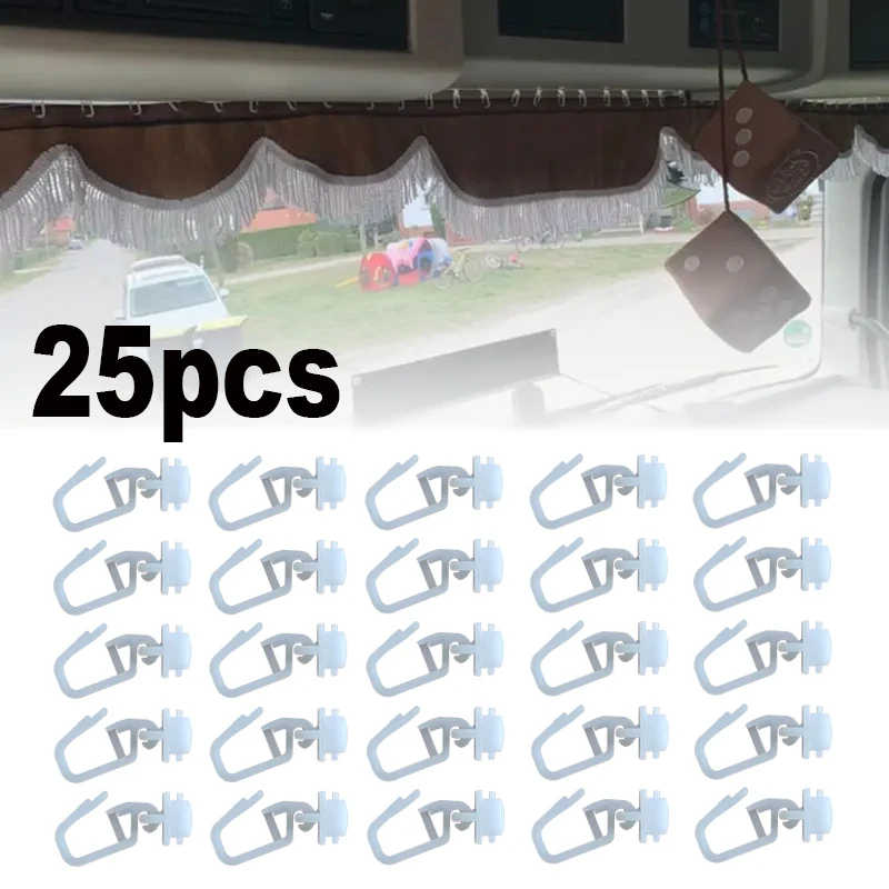 25PCS Cars Accessories Plastic Curtain Track Slider Hooks Runner Fit For Camper Van Motorhome Caravan Boat Curtain Accessories