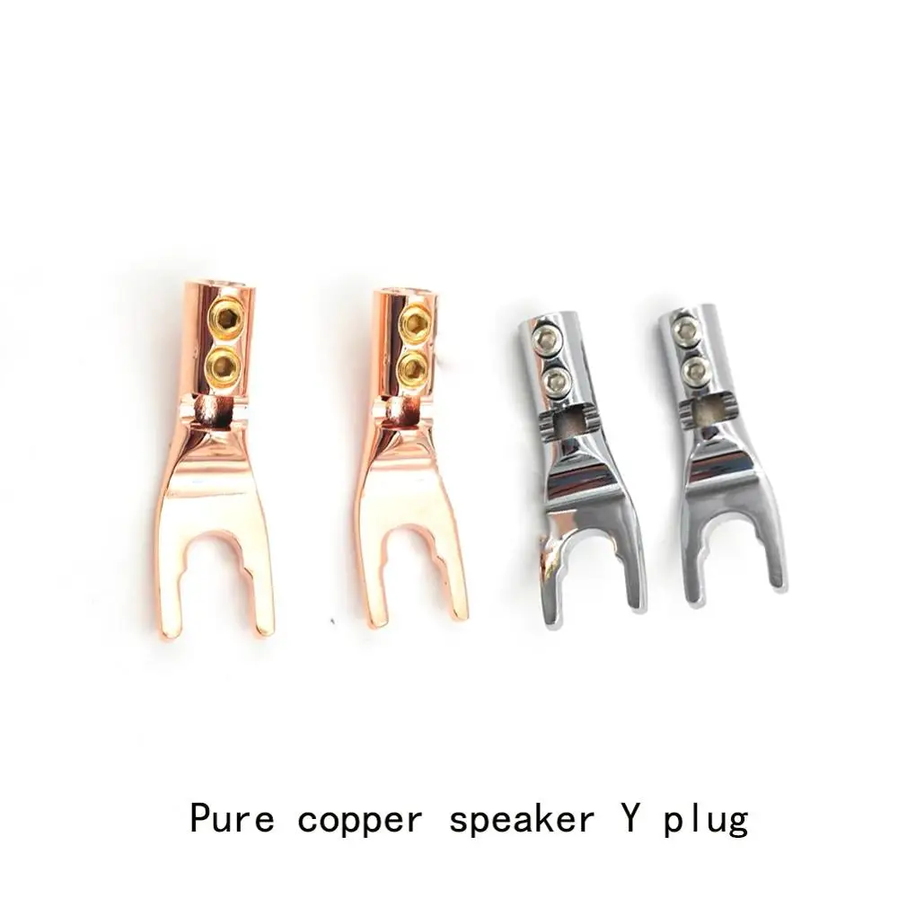 

Hifi 4pcs Speaker Banana Spade Plug Jack Y Fork Pure Red Copper Adapter For Wires Cable New Arrival Wholesale