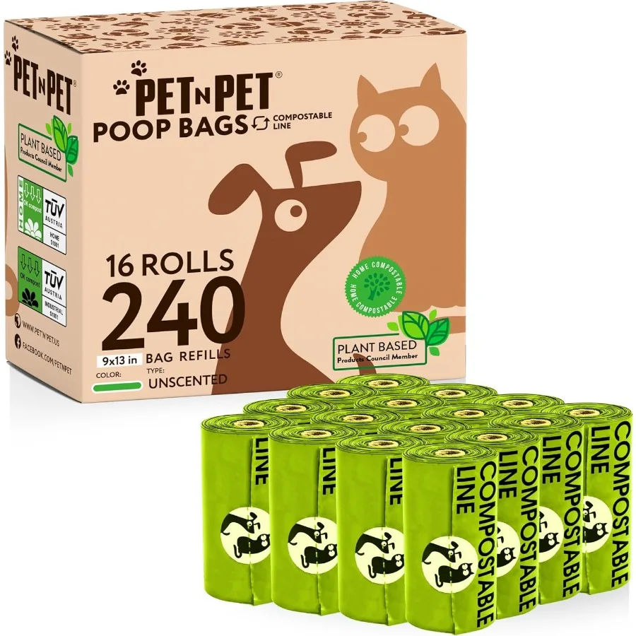 

Poop Bags For Dogs 240 Counts Plant Based Dog Poop Bags Rolls Thick De Poo Bag 100 Leakproof Easy to Use Pet Waste Bag