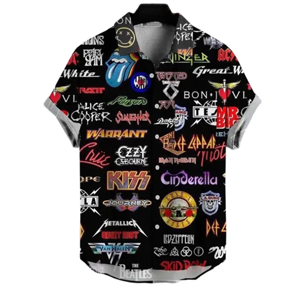 2022 New Men's Short Sleeve Hawaiian Shirt  66 Route 3d Print Oversized Hip Hop Shirt Rock Style Resort Casual Shirt V-neck top