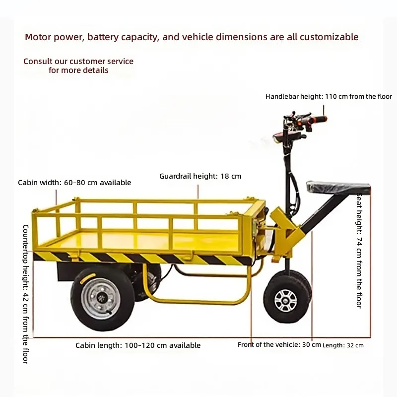 Electric Bidirectional Flatbed Cart Dual-purpose Transport for Supermarkets Construction Sites; Compact Hand Truck Hauling