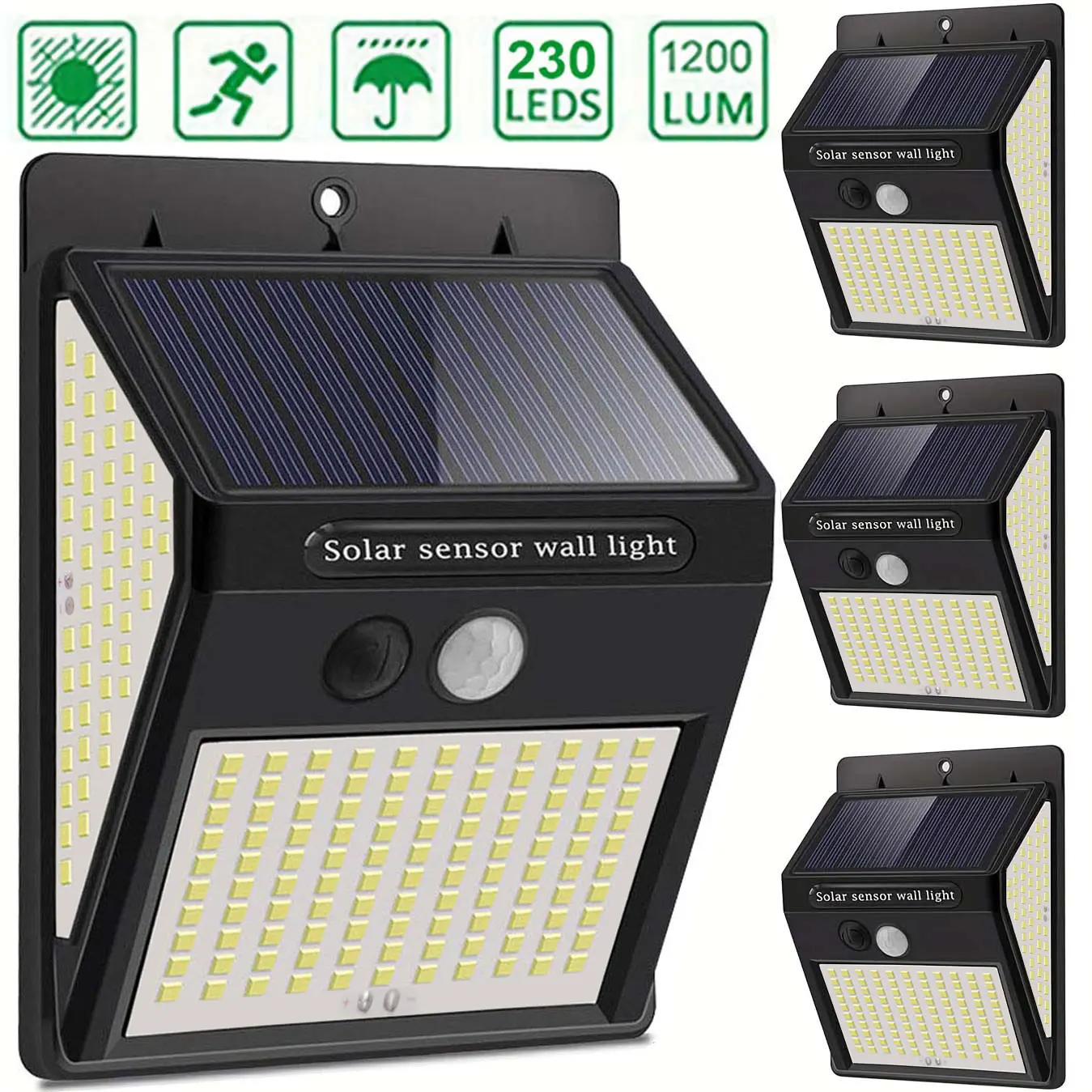 Outdoor LED Solar Light Waterproof Motion Sensor Security Wall Lamp Light Reflector Solar Power Spotlight for Garden Patio Decor