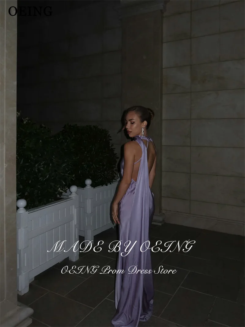 OEING Elegant Lavender Mermaid Prom Dress Halter Backless Sleeveless Evening Dresses Maxi Formal Gowns vestidos gala Customized - view 2