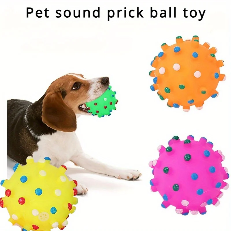 1Pc random color pet voice vinyl small thorn ball dog voice toy