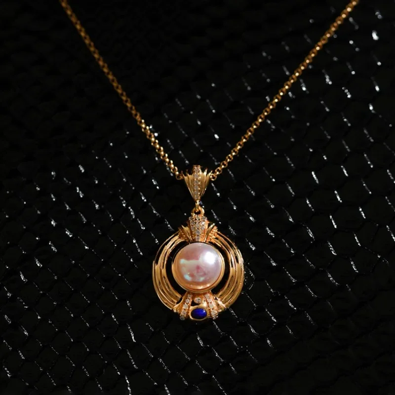 Collane di perle stile corte retrò dal design originale Laziness stile delicato lustro lapislazzuli collare catena gioielli da donna