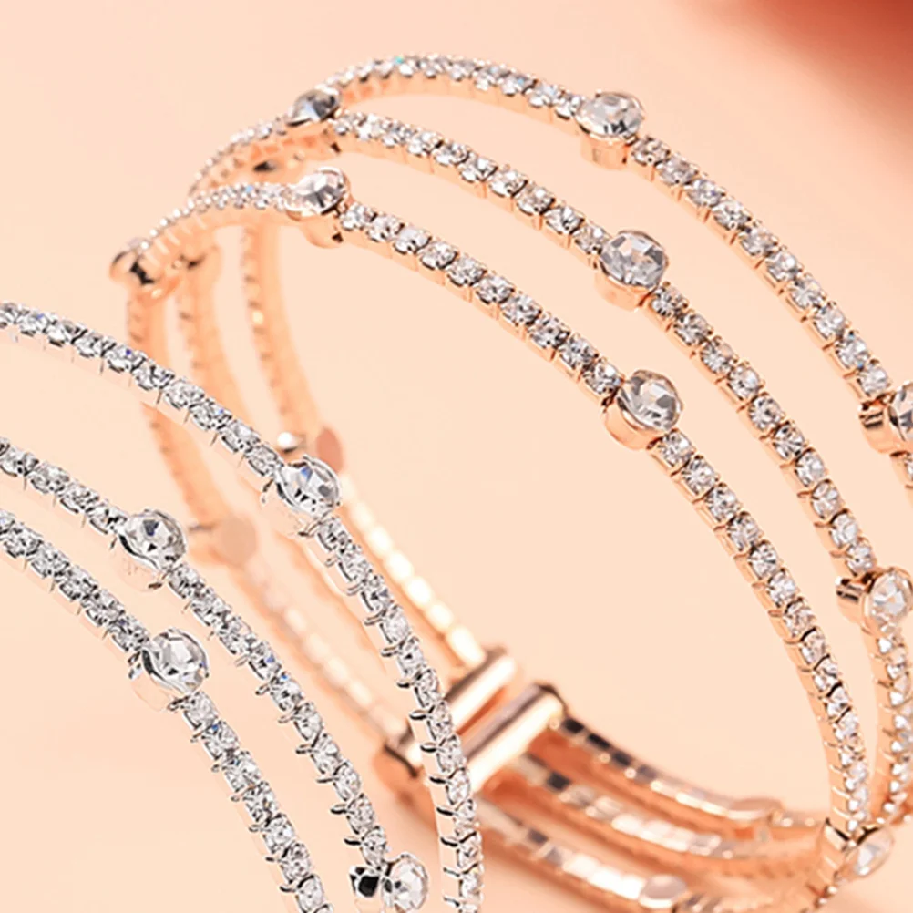 

Full Rhinestone Crystal Bracelet Elastic Silver Hand Jewelry Elegant Women Accessory Gift for Birthday Anniversary