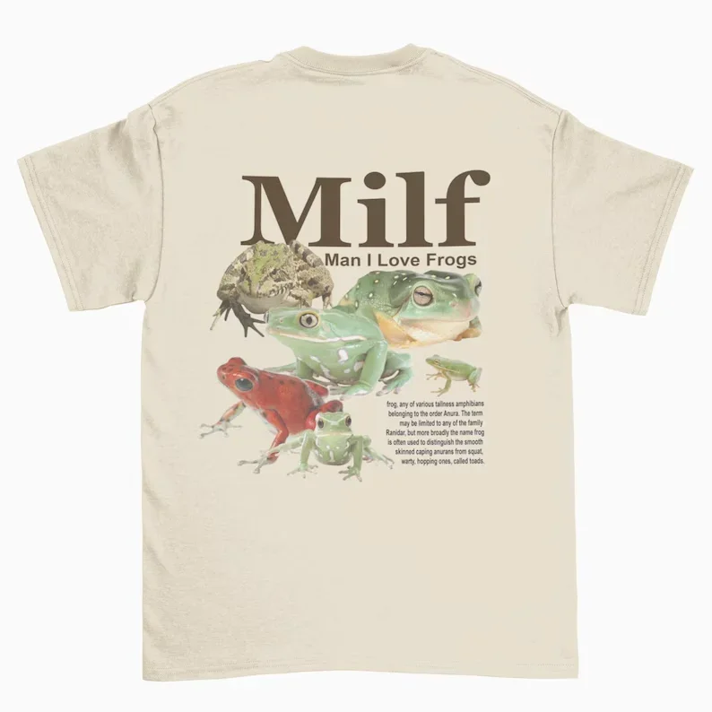 Milf Man I Love Frogs T Shirt Streetwear Oversized Casual Men's Women's Clothing Top Tee Harajuku O-Neck Short Sleeve Unisex