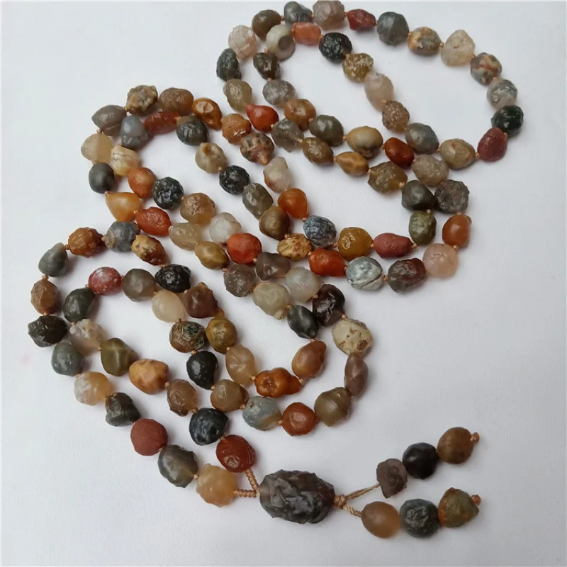 Supply Alashan Gobi Jade Raisin Agate Rough Stone Sugar Heart Agate Tendon Stone108Necklace