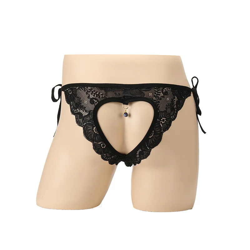 

Sexy Mens Thongs G-Strings T-back Adjustable Low Waist Mesh Lace Sheer Briefs Underwear Bow Bulge Pouch
