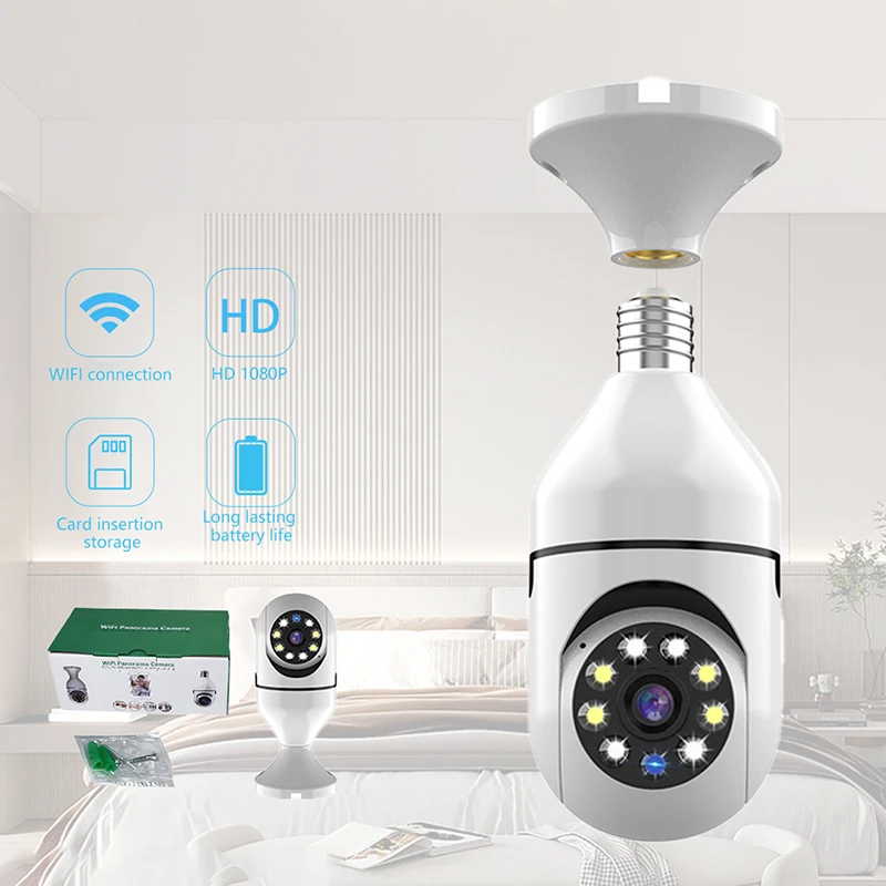 Bulb Surveillance Camera Full Color Night Vision Indoor Security Monitor HD Wifi Surveillance Camera Smart Home