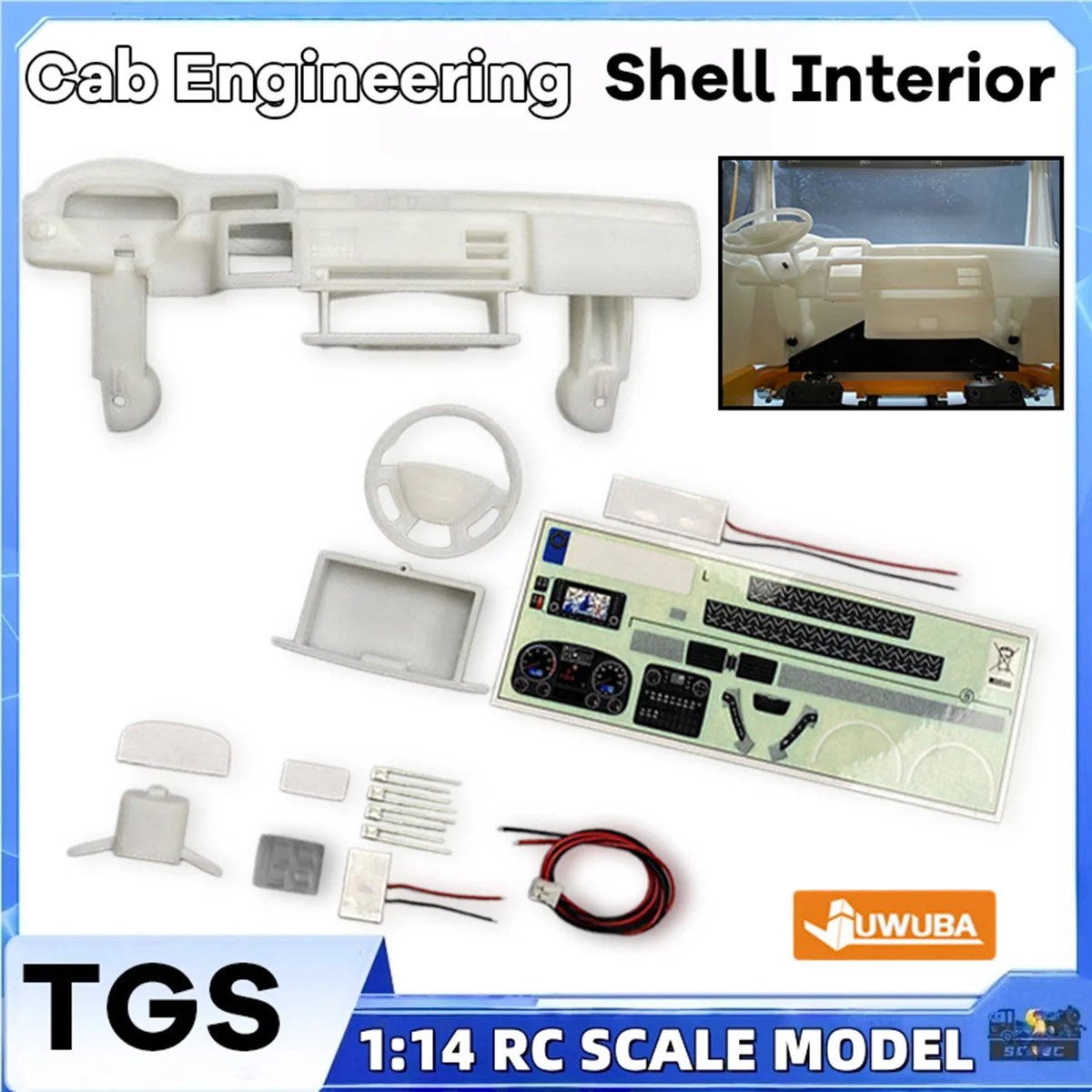 

Cab Engineering Shell Interior Left Peptide TGS For 1/14 RC Dump Truck Tipper LESU MANN JUWUBA DIY Toys Model Parts