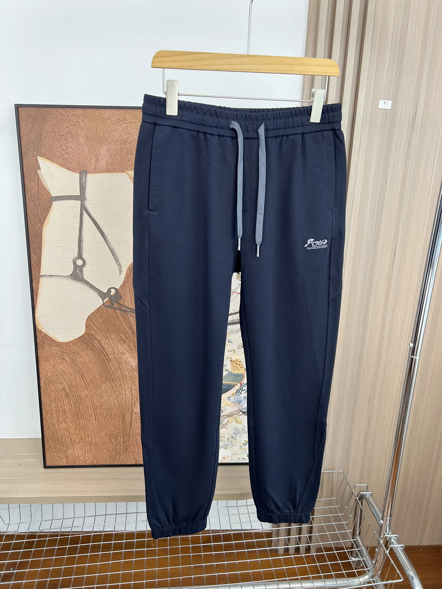 

Мужские свободные удобные спортивные брюки на талии, осенние сезонные брюки с девятью точками из ткани, брендовые повседневные брюки H