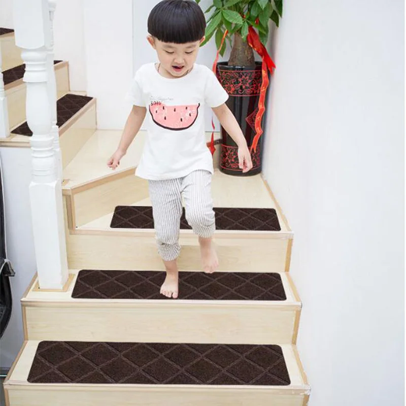 Stair Treads Carpets Self Adhesive Stepping Mat Set Runner Indoor Water Absorption Non-Slip Stair Mats for Kids Elder