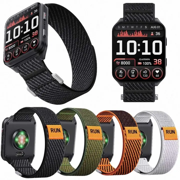 Nylon Hook & Loop Replacement Watch Band 24mm For Garmin Venu X1 Coros Luminox Sports Wrist Strap