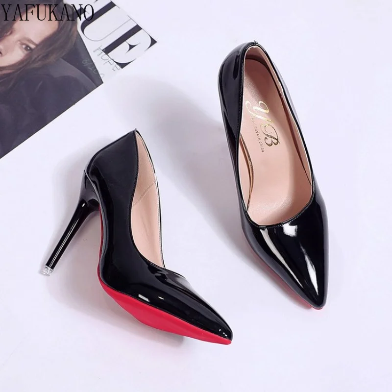 White Black Sexy Stiletto High Heels Classic Womens Pumps 6cm/10cm Party Wedding Shoes Fashion Pointed Toe Red Sole Single Shoes