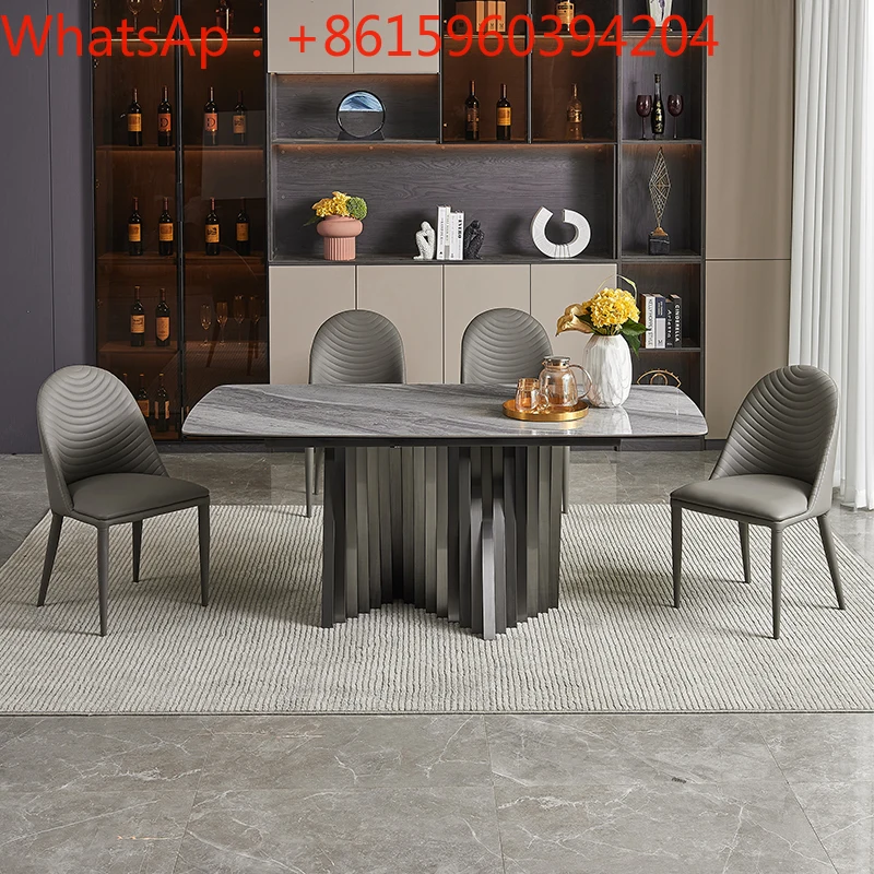 Custom Italian bright rock plate dining table 2022 new model room small family dining table family store negotiation table