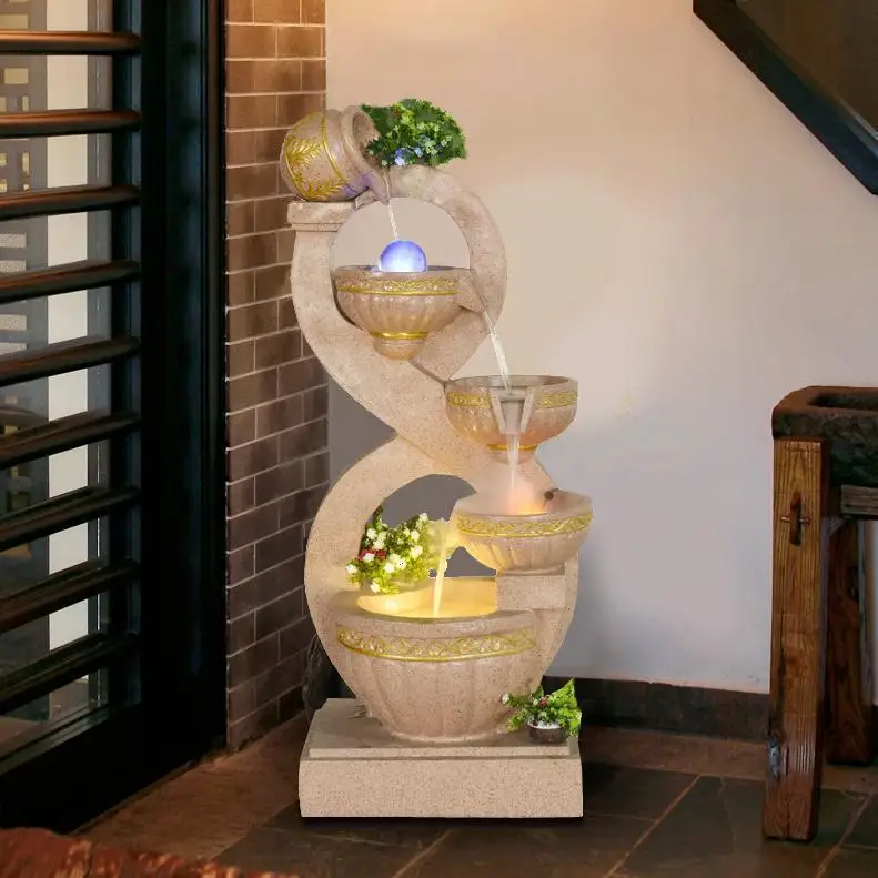 European-style running water fountain office rockery fish tank water feature decoration living room entrance floor ornament