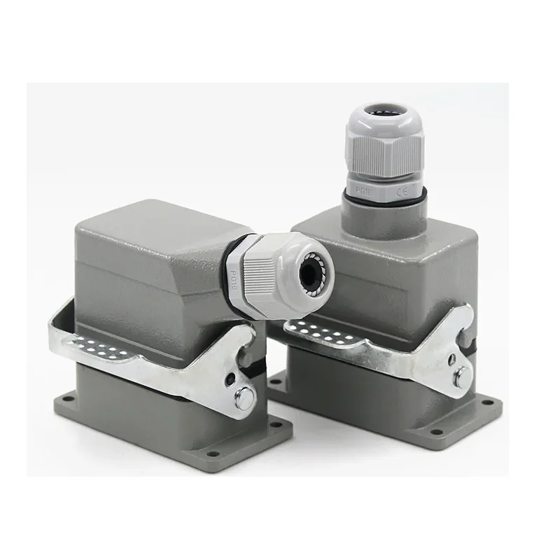 Fotografia 3: Conector retangular de sobrecarga HDC-HE-004 para a indústria aeroespacial com função à prova d'água, plugue e soquete de 4 pinos.