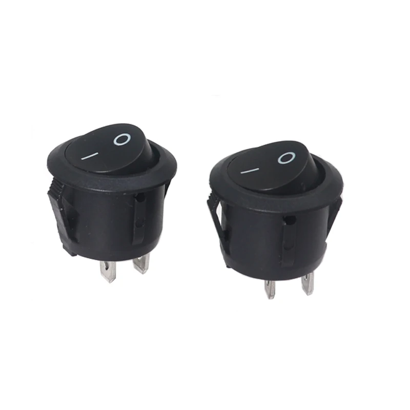 【10-3PCS】Snap-in ON-Off 2 Pin Round Snap Rocker Boat Switch Black AC 250V 6A 125V 10A for Household Appliances Replacement
