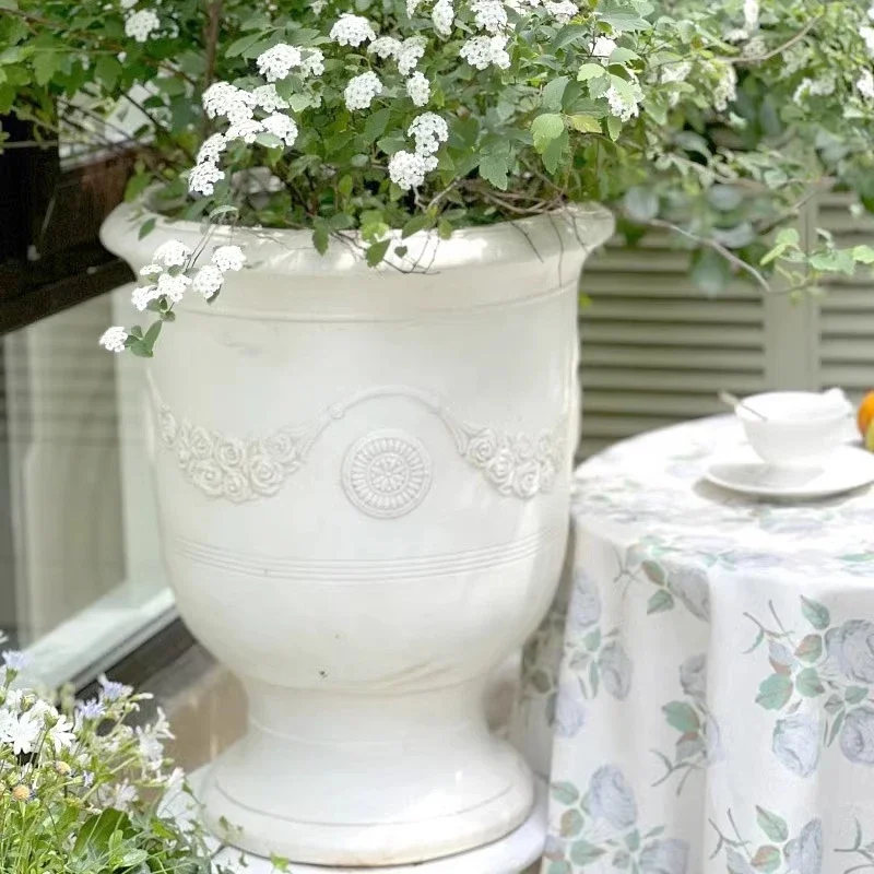 

European oversized Roman flower pot pillar garden courtyard villa entrance wedding living room home decoration