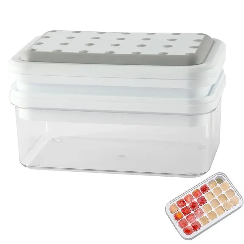 Bandejas de gelo para freezer bandejas de gelo de silicone grande capacidade imprensa e liberação empilhável bandeja de cubos de gelo com tampa para resfriar uísque