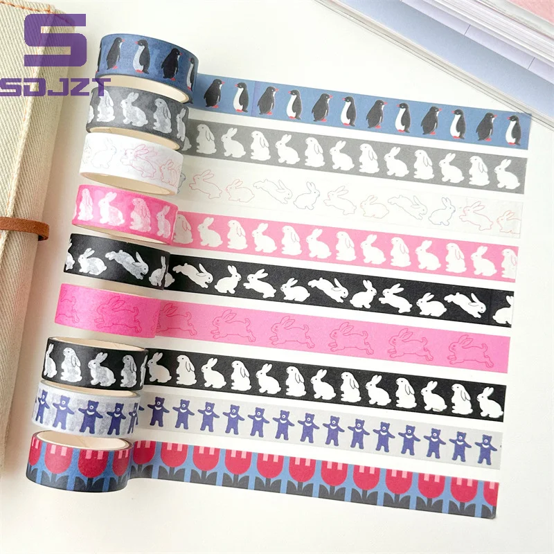 1pc Cute Cartoon Rabbit Penguin  Tape Scrapbook  DIY Notebook Sticker Kawaii Tape Decoration