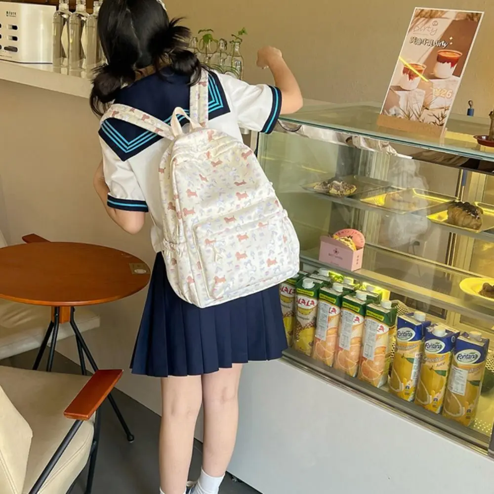 

Portable Nylon Cute Dog Backpack Korean Style Handbag Students School Bag Storage Bag Travel Bag Shoulder Bag Students