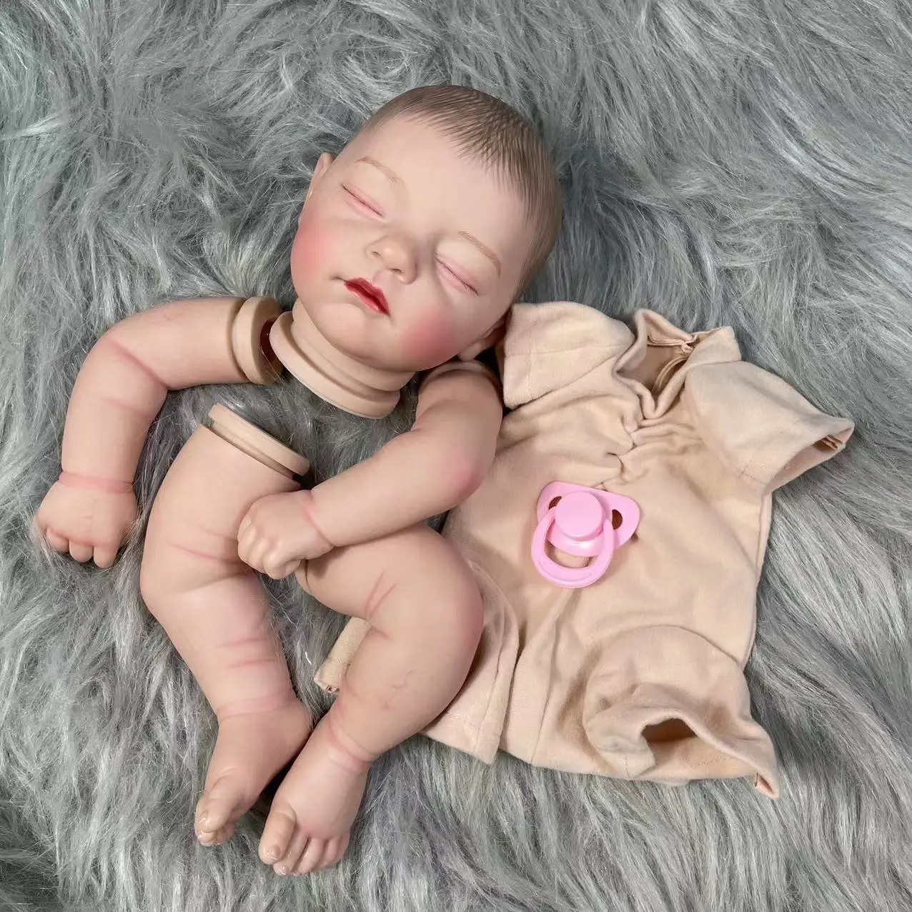 

19 Inch Already Painted Reborn Doll Parts Jamie Sleeping Baby Lifelike 3D Painted Skin with Visible Veins Handmade Vinyl Mold