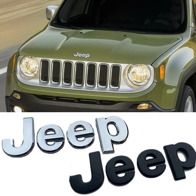 Emblema Frontal e Traseiro para Jeep Wrangler JK JL Compass Renegade Grand Cherokee Commander Patriot Liberty, Adesivos de Logo para Lateral e Porta-Malas