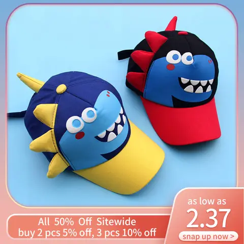 Cute Dinosaur Baseball Hat Fashion Children Peaked Cap Cartoon Kids Duck Tongue Caps 2-8Year Boys Girls Baby Sunshade Visors