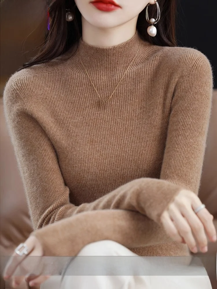 2024 Herfst Winter Vrouwen Thiened F Hoge Kraag Slim Fit Camere Trui Innerlijke Slijtage Basis Irt Zoete Sle Japanse Sle