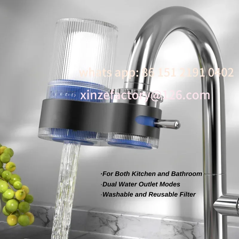 Customizable Tap Water Purifier Filter with Long Lasting Washable Ceramic Core Fits Kitchen Faucet Includes 2 Replacement Filter