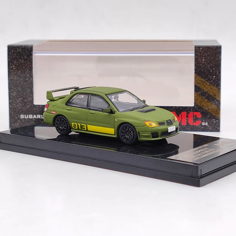 Diecast Alloy MC 1/64 Subaru Impreza 2006 WRX STI Green Model samochodu Statyczny wyświetlacz Metalowy klasyczny pojazd Kolekcja zabawek prezentowych