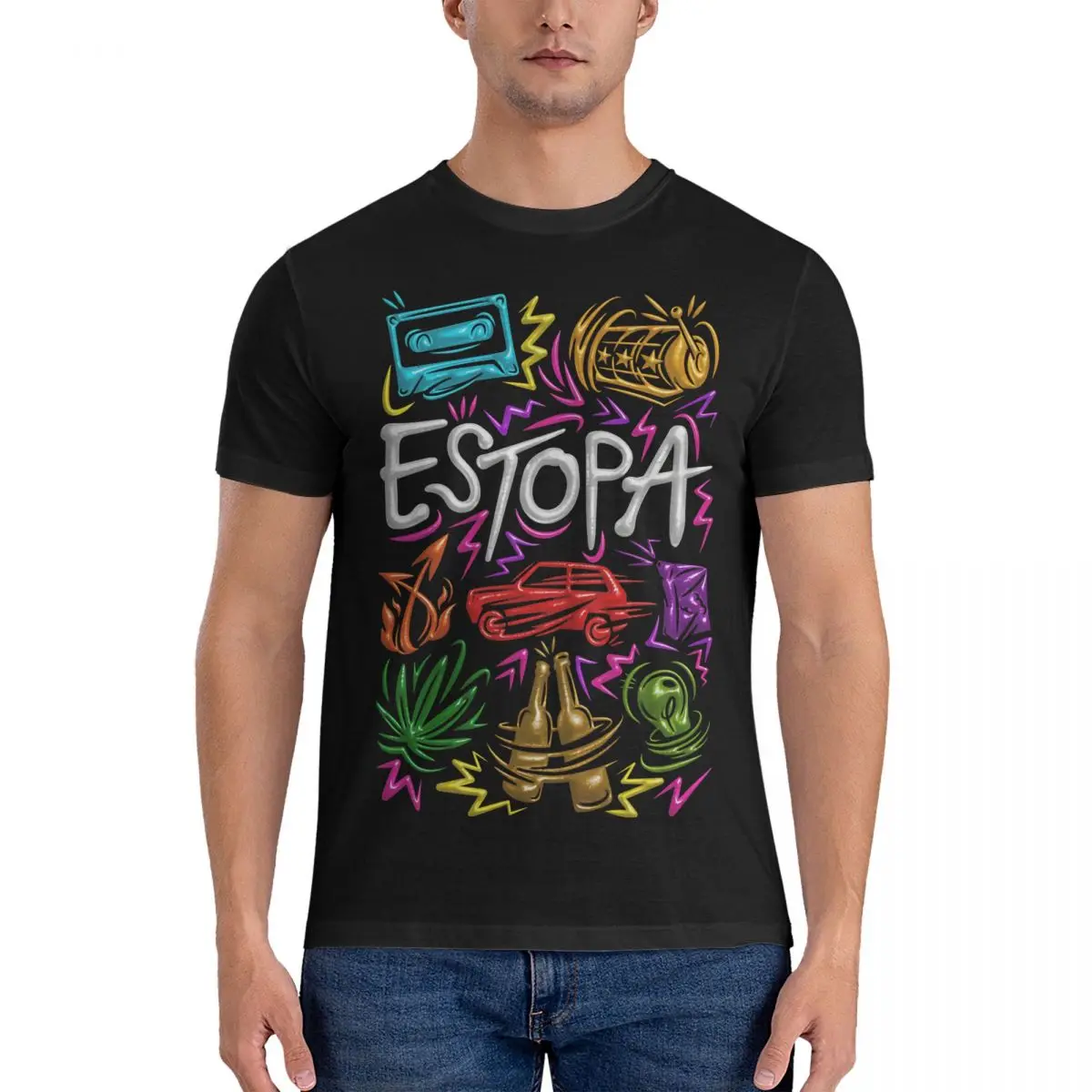 

Men ESTOPA 25Th Anniversary Fluor Edition T Shirt Estopa Pure Cotton Clothing Casual Short Neck Tees Birthday Present T-Shirts