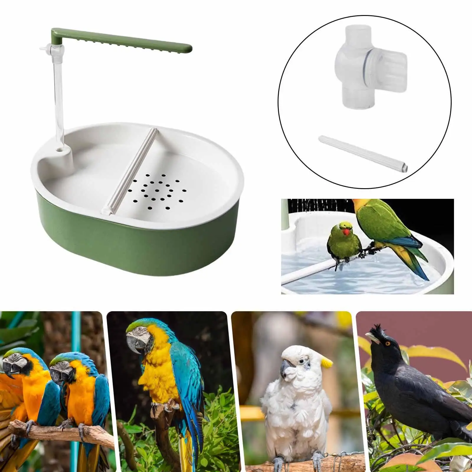 Indoor Bird Bath Parrot Bathtub with Pump Simulation Shower Box for Cockatiels Lovebirds Budgie Cage Setup