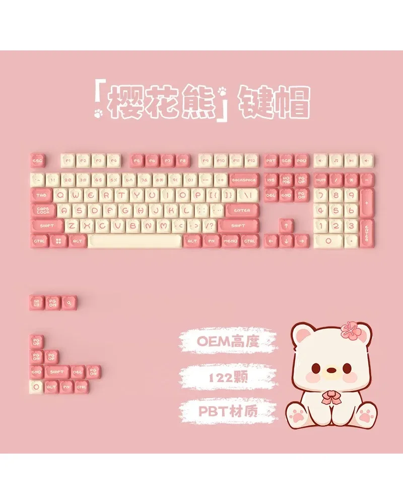Lovely Bear Head Shape Keycaps Universal For Mechanical Keyboard