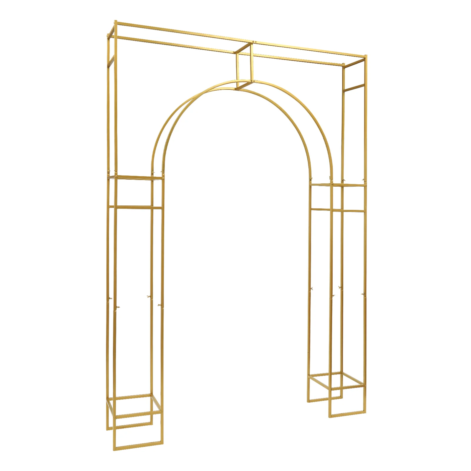 Support d'arche de mariage autoportant en acier au carbone, cadre de fond de scène pour événements, peinture thermolaquée, conception d'arche extérieure carrée et intérieure en forme d'arche, 1,8x2,5m, robuste, capacité de charge de 20KG, kit de tuyaux pour arche à ballons, montage facile, décoration de photomaton