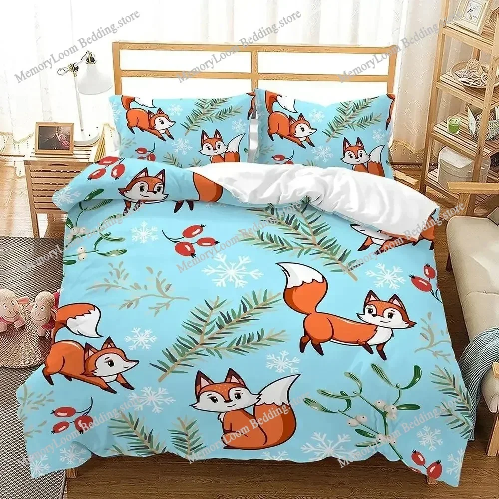 

3D Printed Anime Lovely Cartoon Fox Bedding Set Boys Girls Twin Queen Size Duvet Cover Pillowcase Bed Kids Adult Home Textile