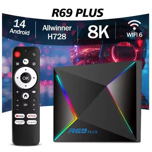 Newest R69 Plus Smart TV Box Android 14 Allwinner H728 Octa-core