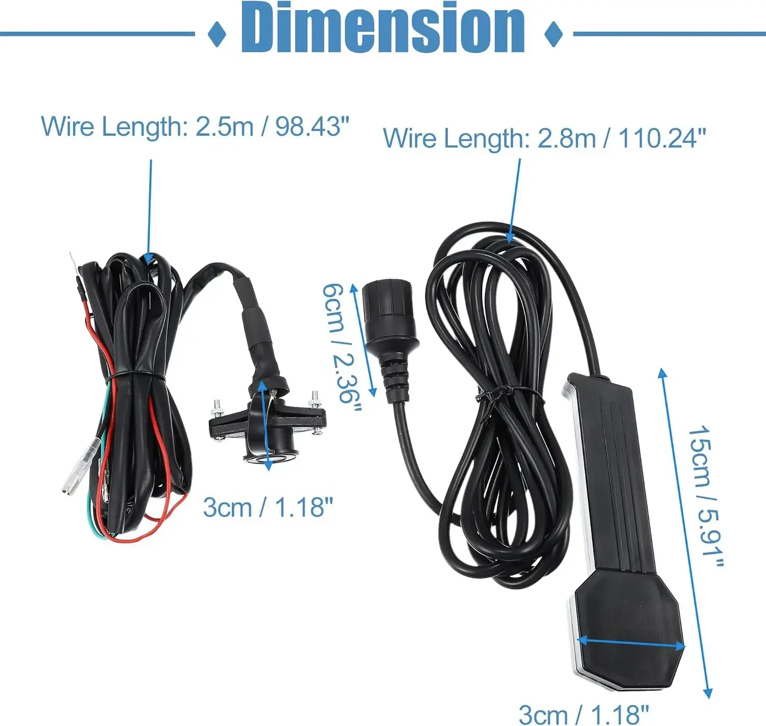 

Комплект дистанционного управления проводной лебедкой 12 В для ATV UTV с 16-футовым кабелем, совместимым с лебедками 6000 фунтов, предназначенным для использования в бездорожье