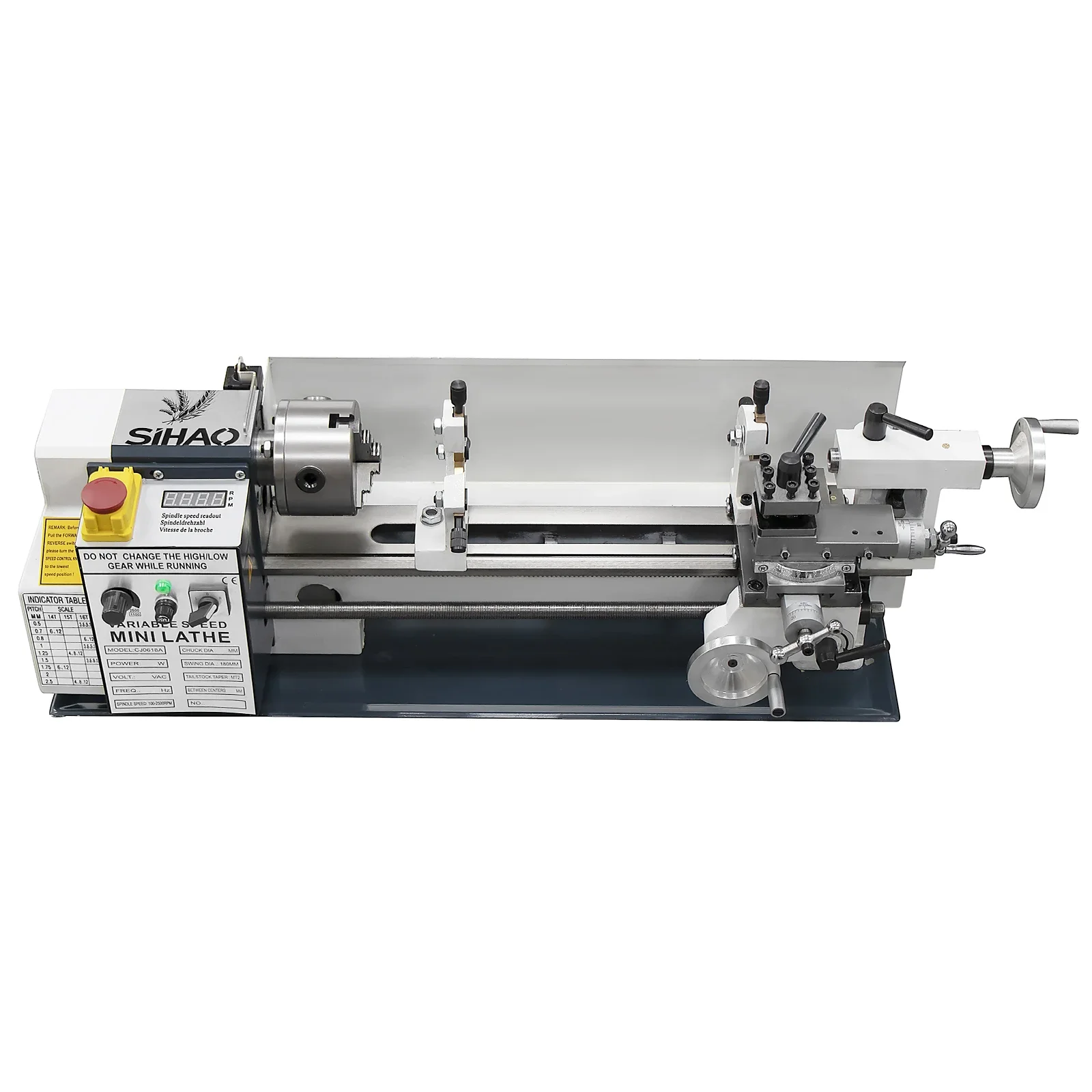 180 * 350Mm 3/4 Jaw Bench Turning Stock Manual Horizontal Metal Lathe