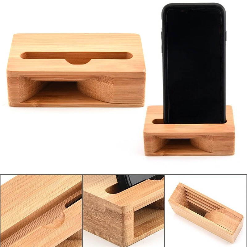 

Mobile Phone Loudspeaker Holder Bamboo Sound Amplifier Speaker Wooden Holders Wood Desktop Stand 1pcs
