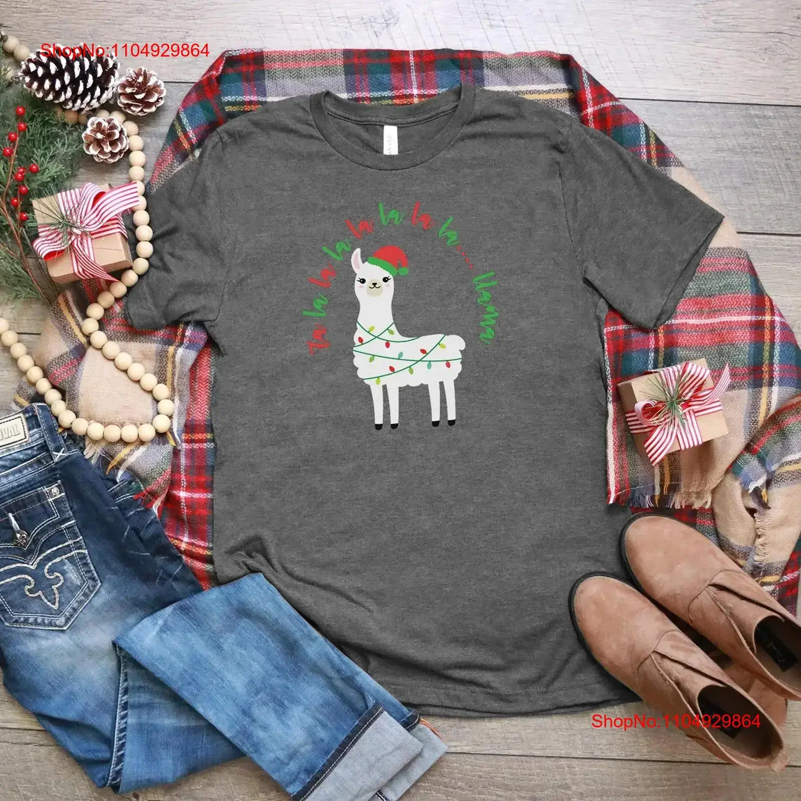 

Футболка Fa La Llama, рождественская футболка для ее праздничного сезона, огни Bella, холст, мягкие футболки, винтажные, дышащие, растянутые, повседневные