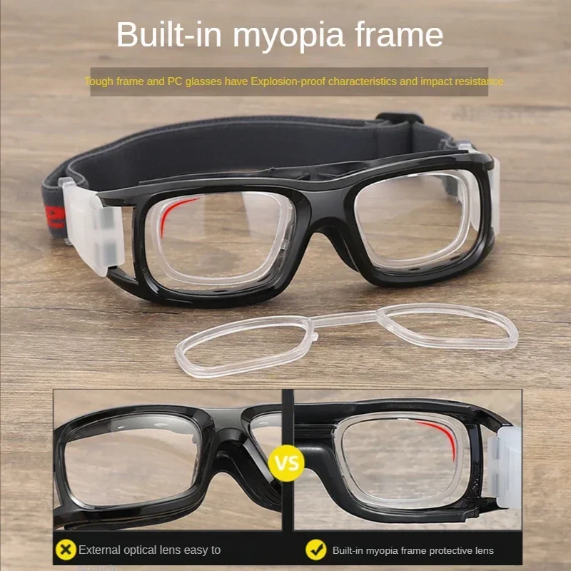 NEW Built-in Myopia Basketball Sport Eyewear Football Eye Anti-Collision Glass No Pillar Frame Cycling Glasses Customizable lens