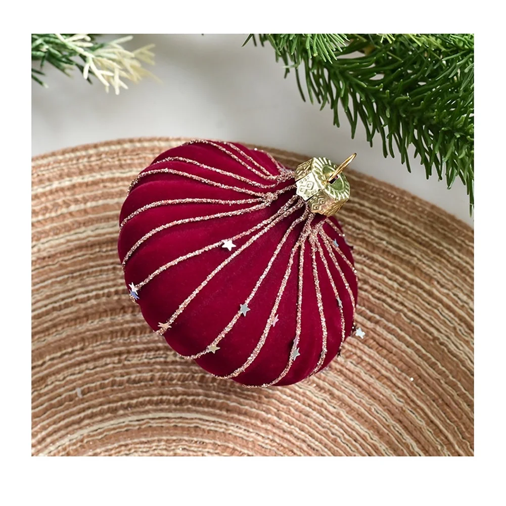 

Святковые украшения ручной работы из 6 предметов с бархатными флокированными и сложной ручной росписью деталей для сезонного украшения