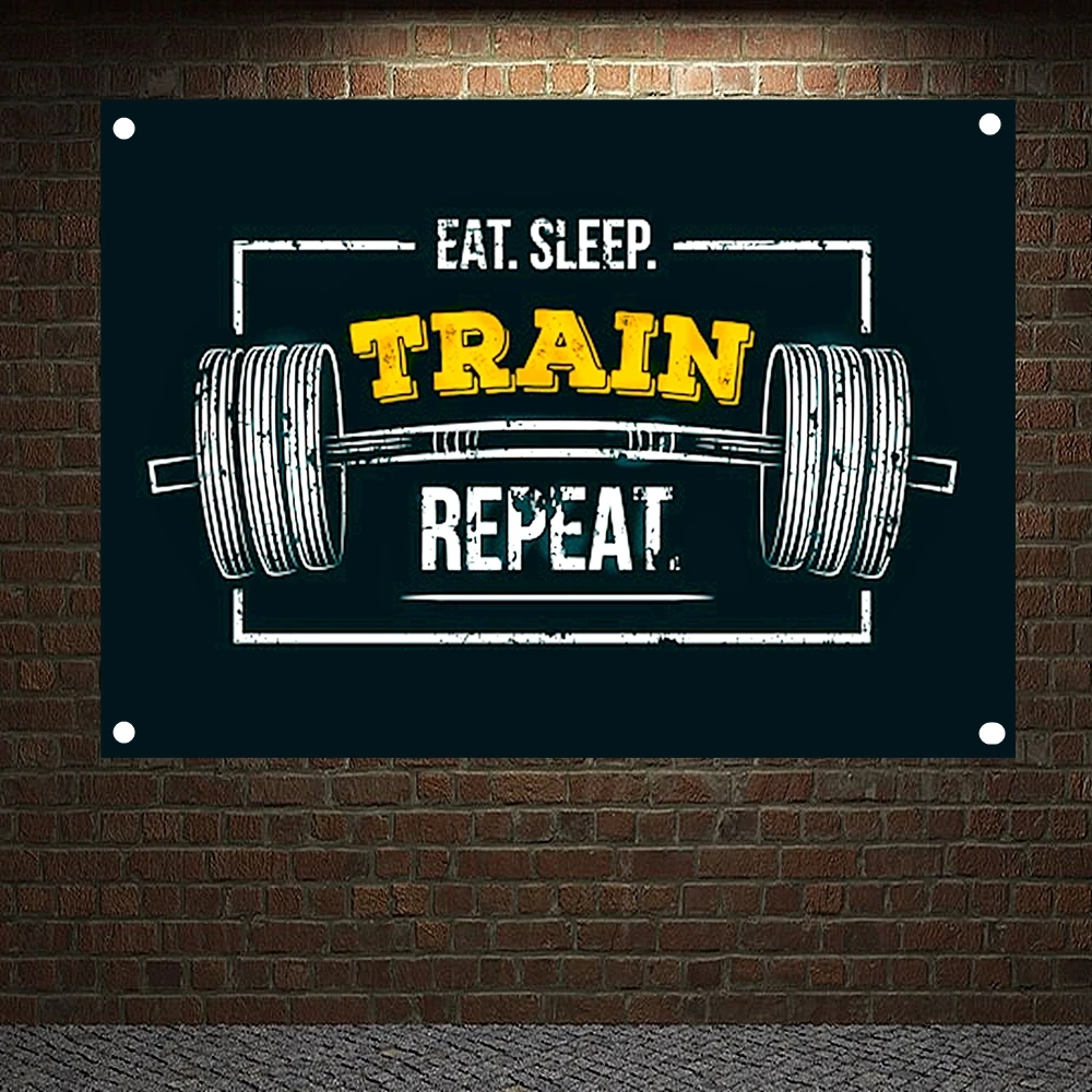 

EAT. SLEEP. TRAIN REPEAT. Motivational Workout Poster Canvas Painting Exercise Fitness Banner Flag Bodybuilding Sports Gym Decor